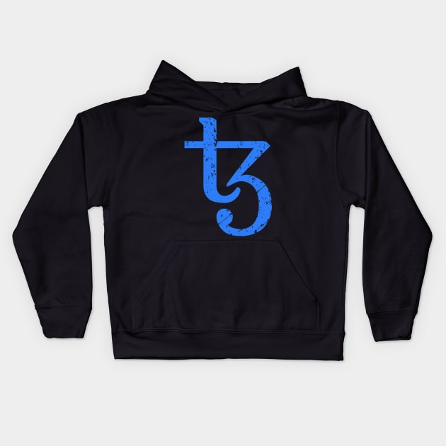 Tezos Blue Distressed Kids Hoodie by BitcoinSweatshirts